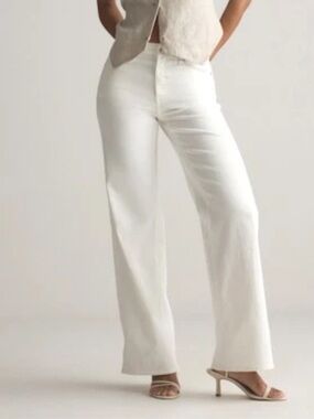 Quince Bella White Stretch Wide-Leg Jeans 25